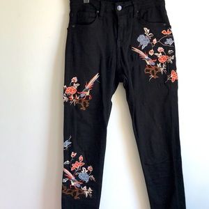 TopShop embroidered black denim jeans